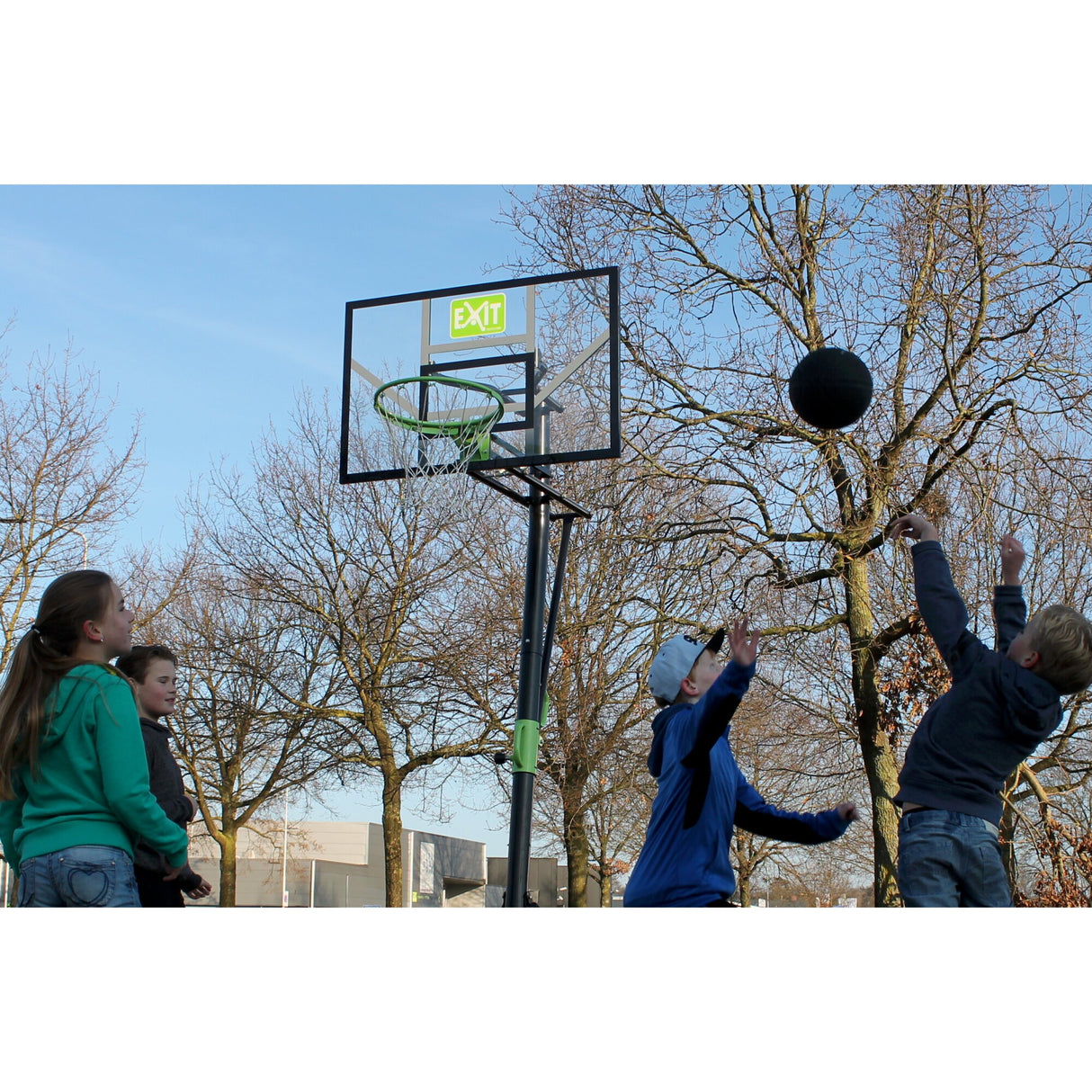 EXIT Galaxy portable basketball backboard on wheels - green/black