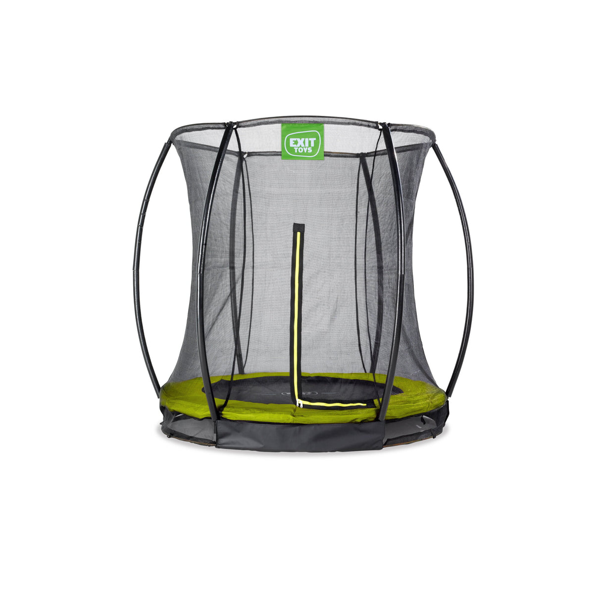 EXIT Silhouette Round Ground Trampoline with Safety Net - 6FT (Lime Green)