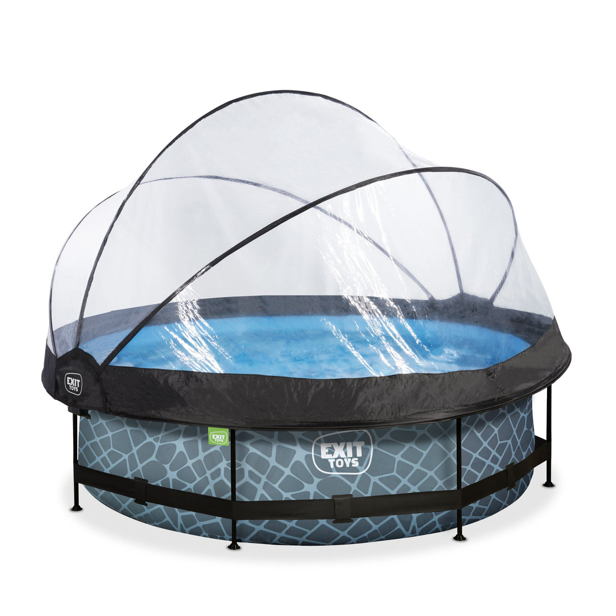 EXIT Stone Grey Round Frame Pool - ø300x76cm (12V Cartridge filter)
