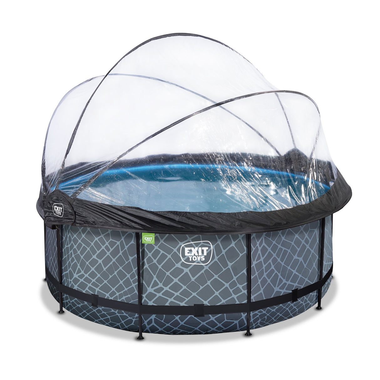 EXIT Stone Round Frame Pool - 360x122cm (12v Sand Filter)