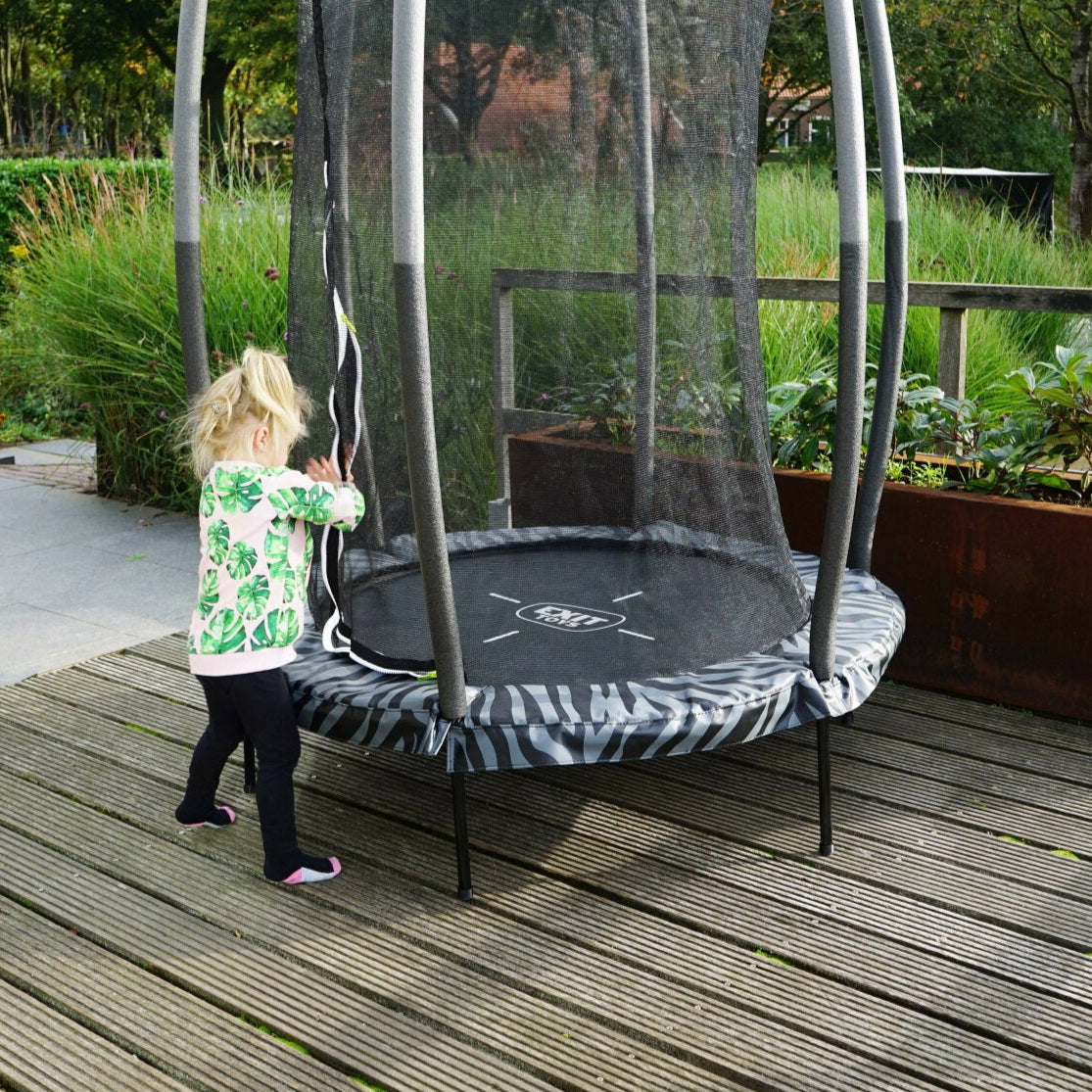 Exit Junior Round Trampoline With Safety Net - 4.5 Ft (Black/Grey)