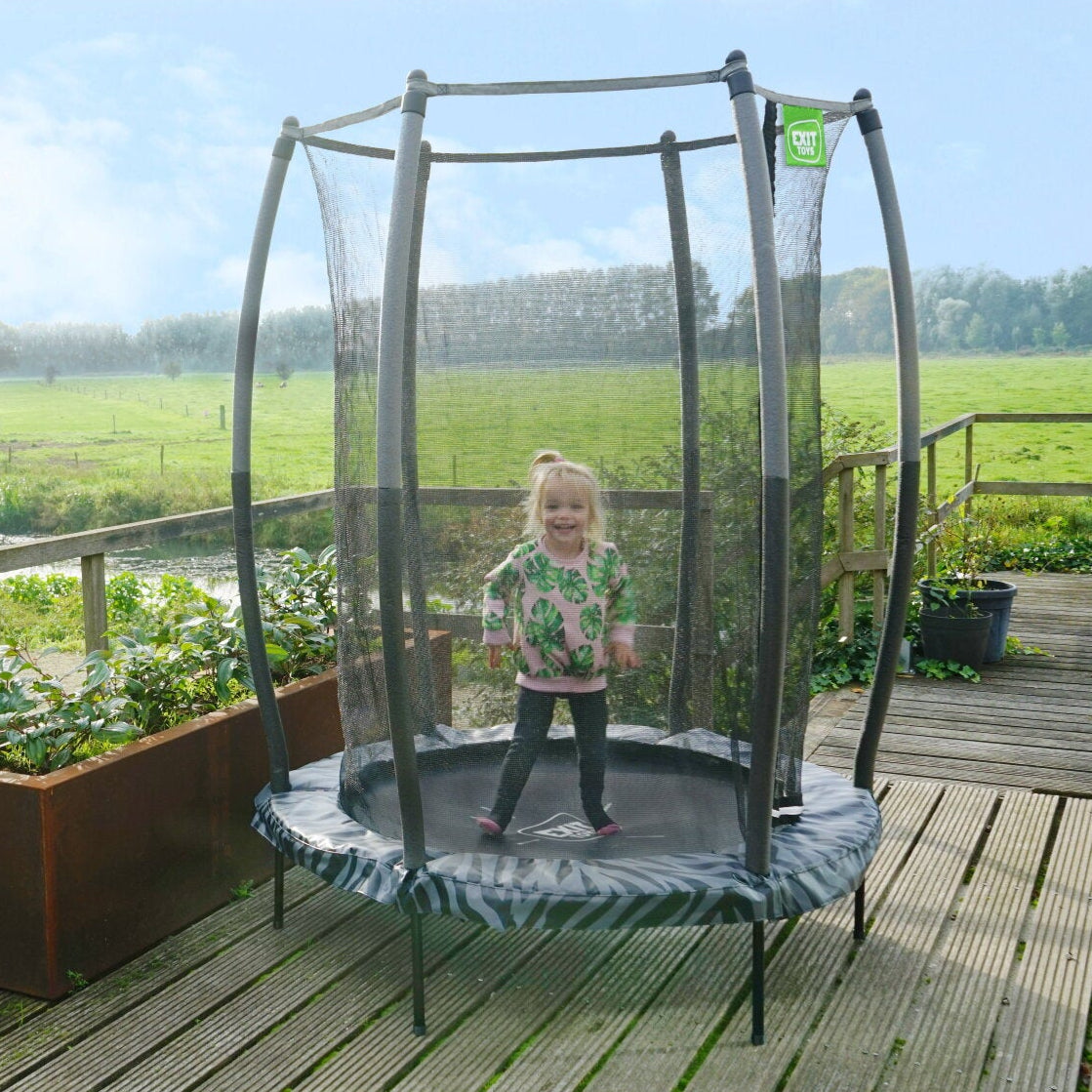 Exit Junior Round Trampoline With Safety Net - 4.5 Ft (Black/Grey)