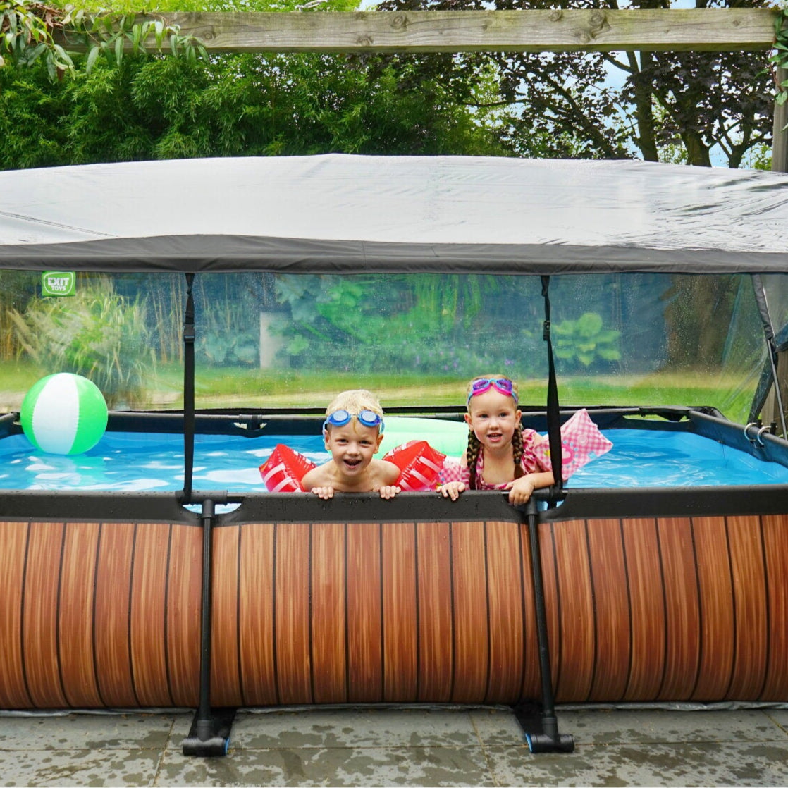 EXIT Wood Rectangular Frame Pool - 300x200x65cm (12V Cartridge)