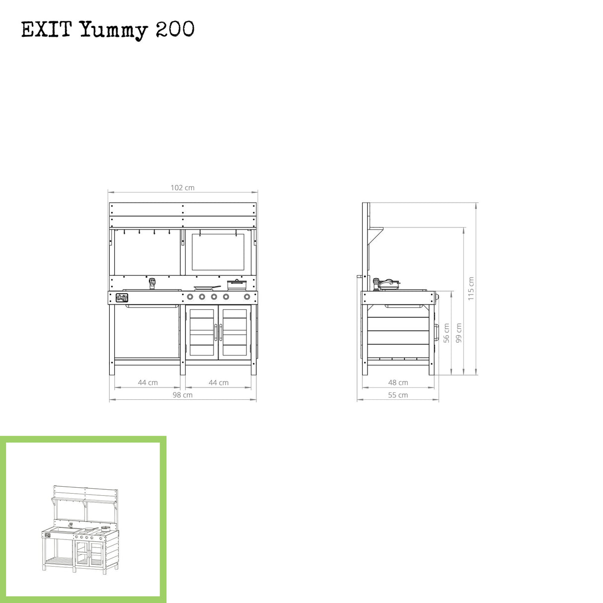 EXIT Yummy 200 Wooden Mud Kitchen - Natural