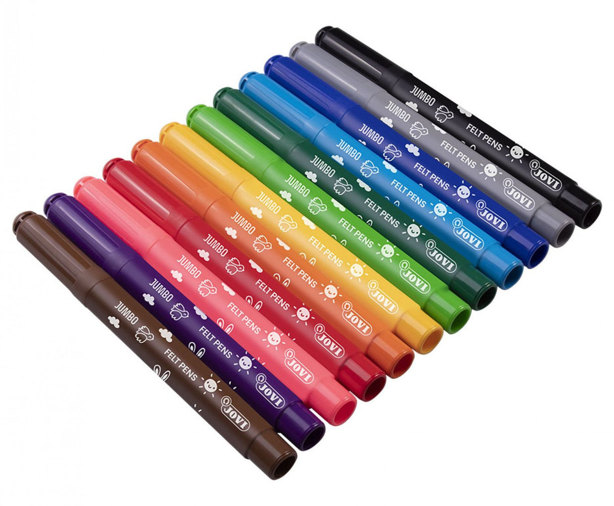 Jovi Jumbo Felt Tip Pens (Set of 12 Assorted Colours)