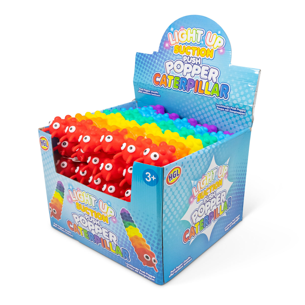 Light Up Suction Push Popper Caterpillar
