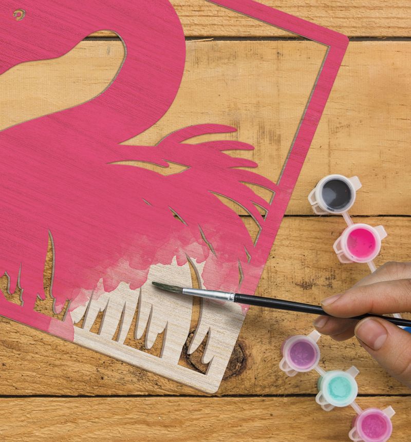 Splat Planet Wood Art Kit - Flamingo