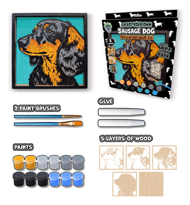 Splat Planet Wood Art Kit - Sausage Dog