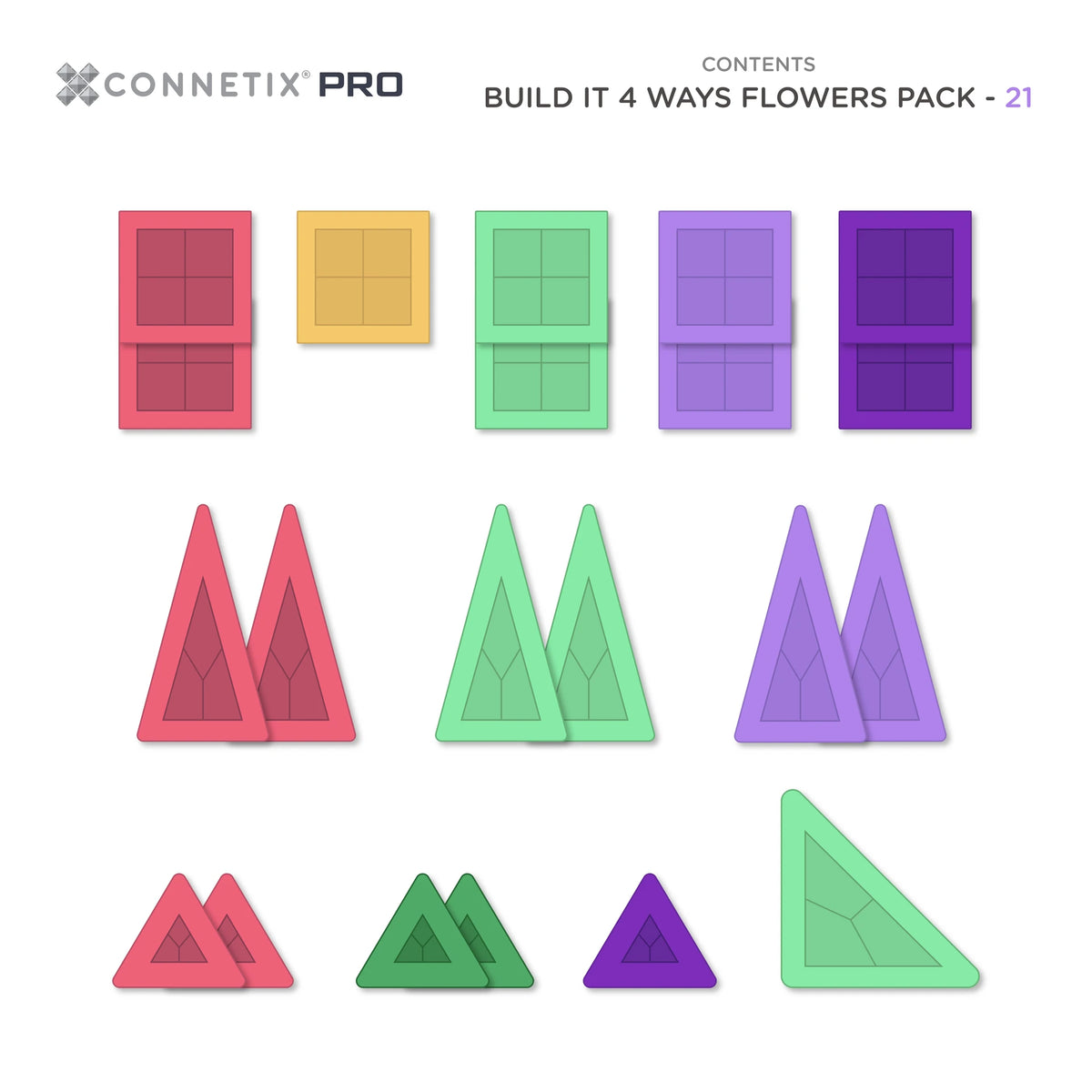 Connetix PRO Build It 4 Ways - Flowers Set (21 Pieces)