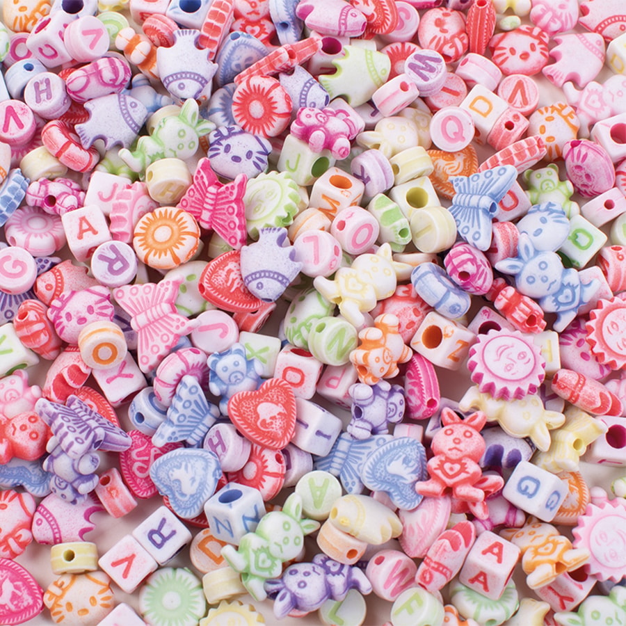 Beads & String Set - Letter Mix Pastel (350 Pieces)