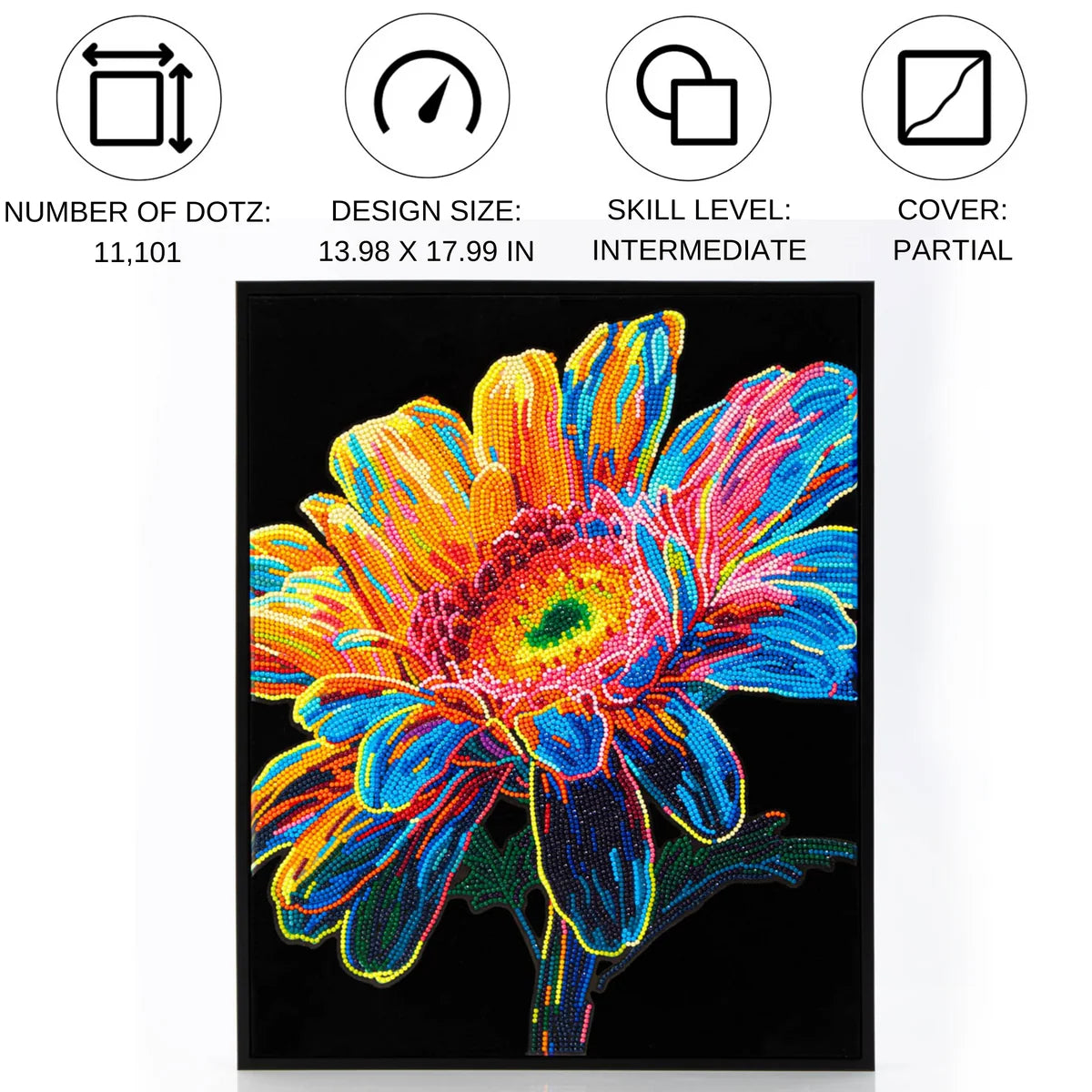 Diamond Dotz Flock Canvas 35x46cm Kit - Neon Gerbera