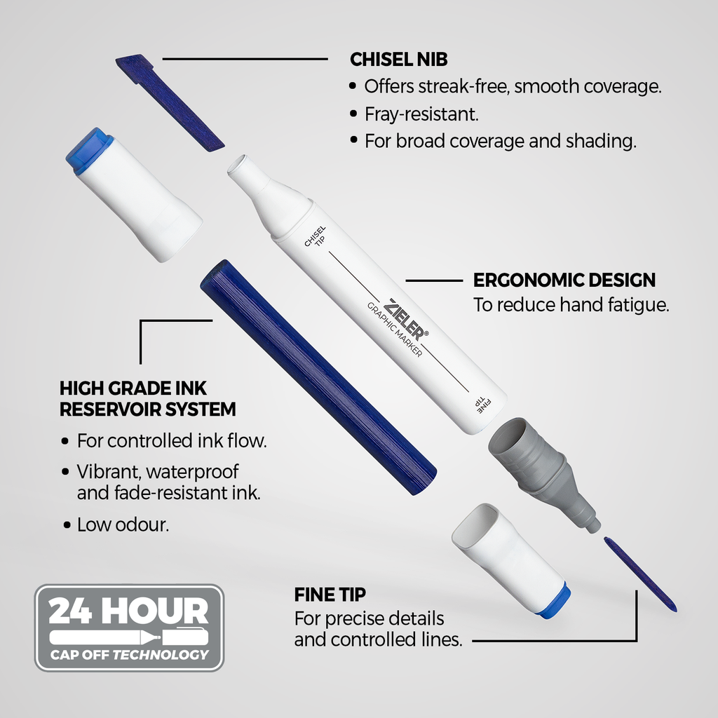 Zieler Graphic Marker Pens and Blending Marker Set