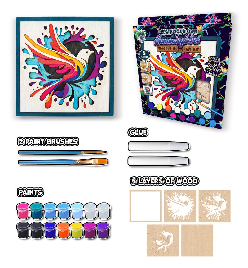 Splat Planet Wood Art Kit - Hummingbird