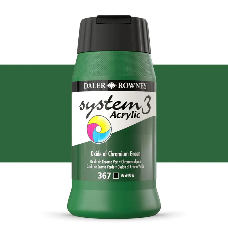 Daler Rowney System3 Oxide of Chromium Green 500ml Acrylic Paint