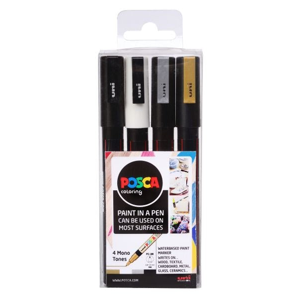 Posca PC-3M Pack of 4 Mono Colour Paint Markers