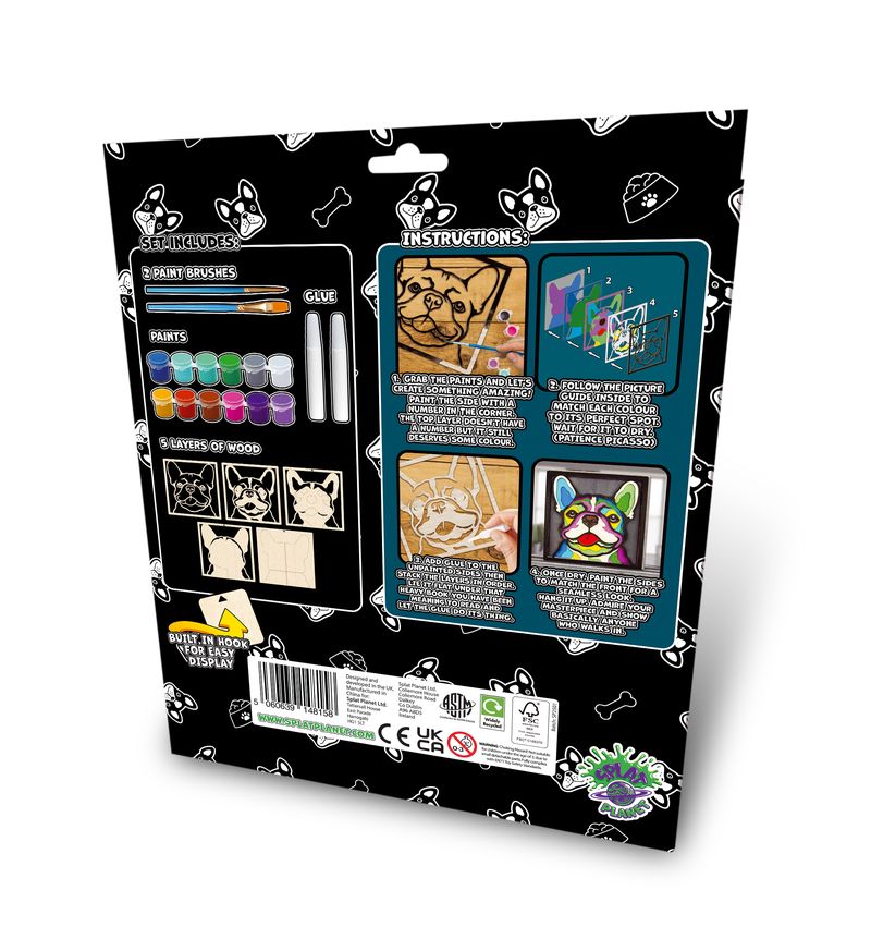 Splat Planet Wood Art Kit - French Bulldog