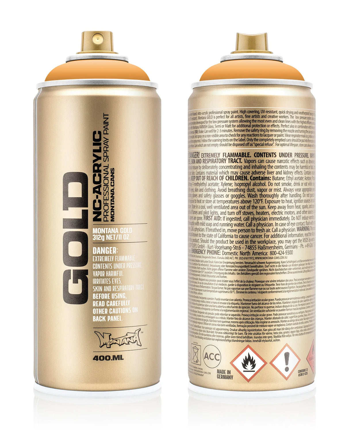 Montana GOLD Spray Paint 400ml - Blast Orange (G2030)