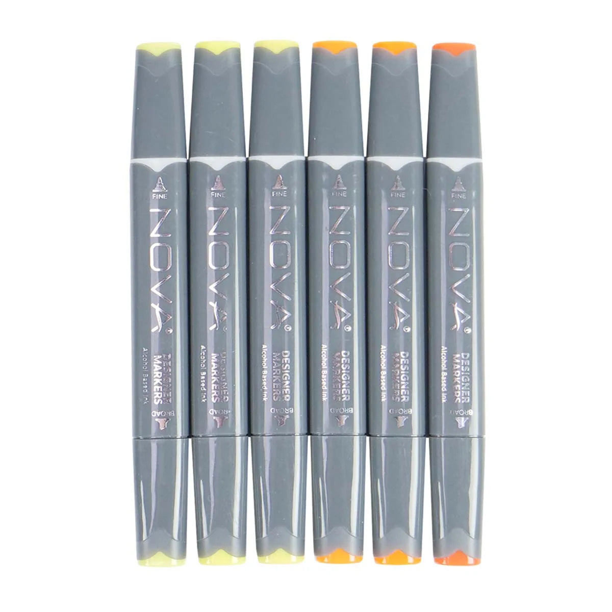 Nova Designer Dual Tip Alcohol Markers - Orange/Yellow (6 Pack)