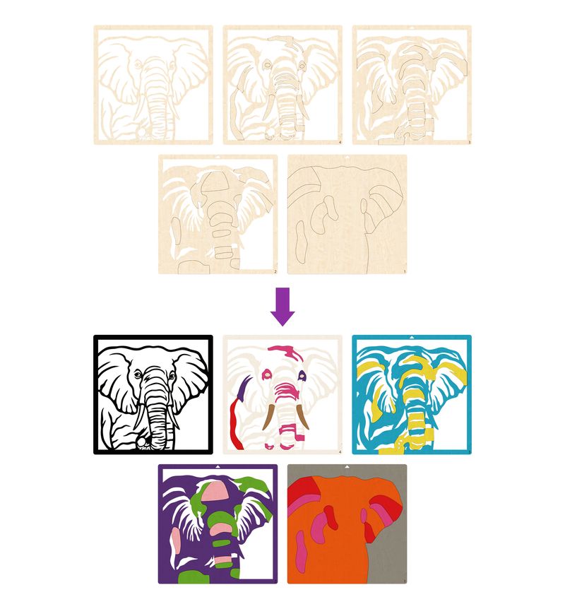 Splat Planet Wood Art Kit - Elephant