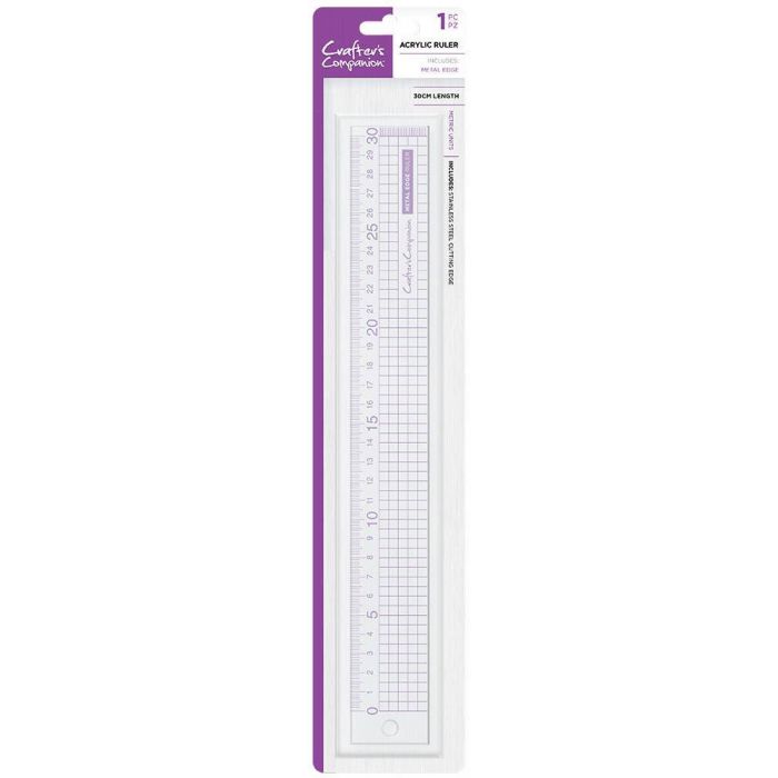 Crafters Companion - Metal Edge Acrylic Ruler (30cm)