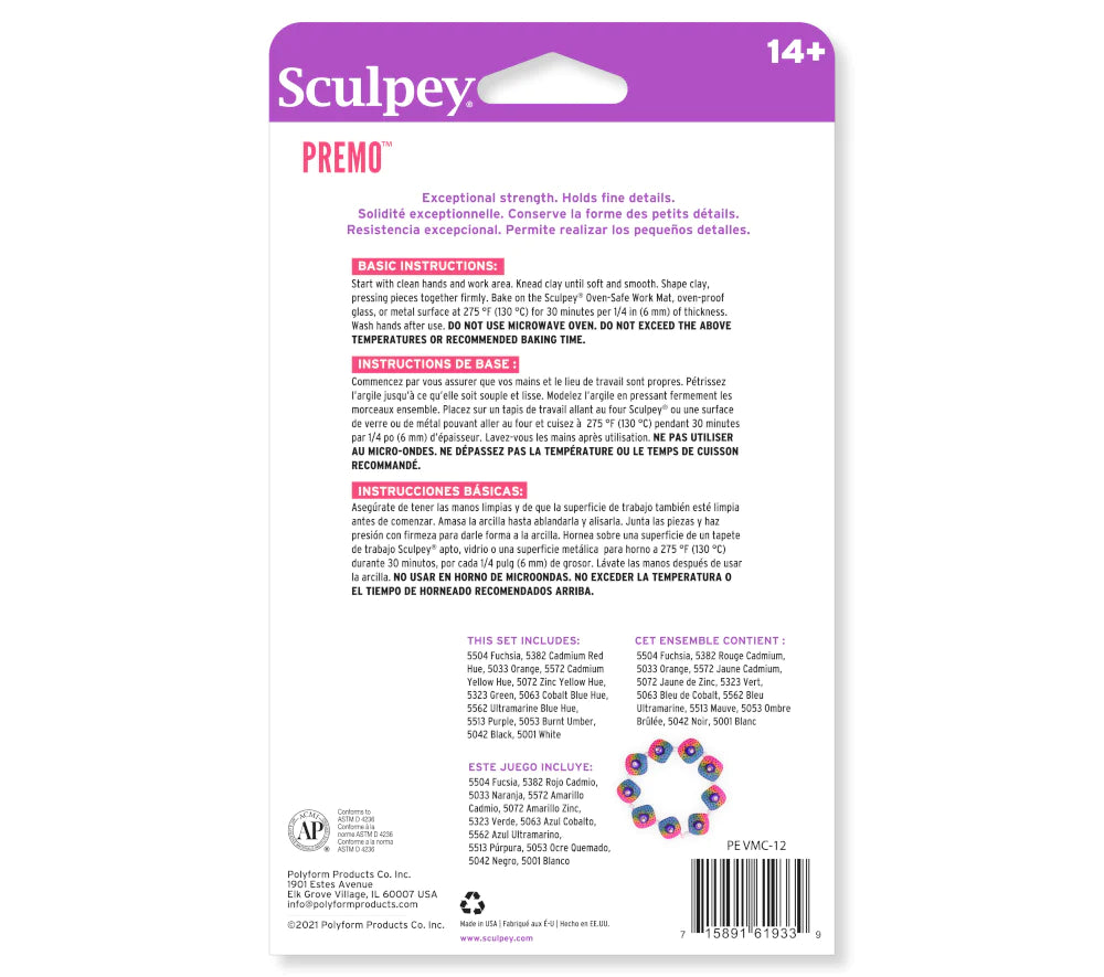 Sculpey Premo 12 Piece Classic Mixing Colours Multipack