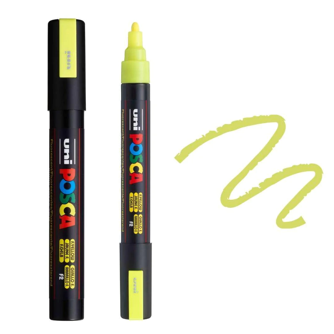 uni Posca PC-5M Medium Bullet Tip Paint Marker Fluorescent Yellow