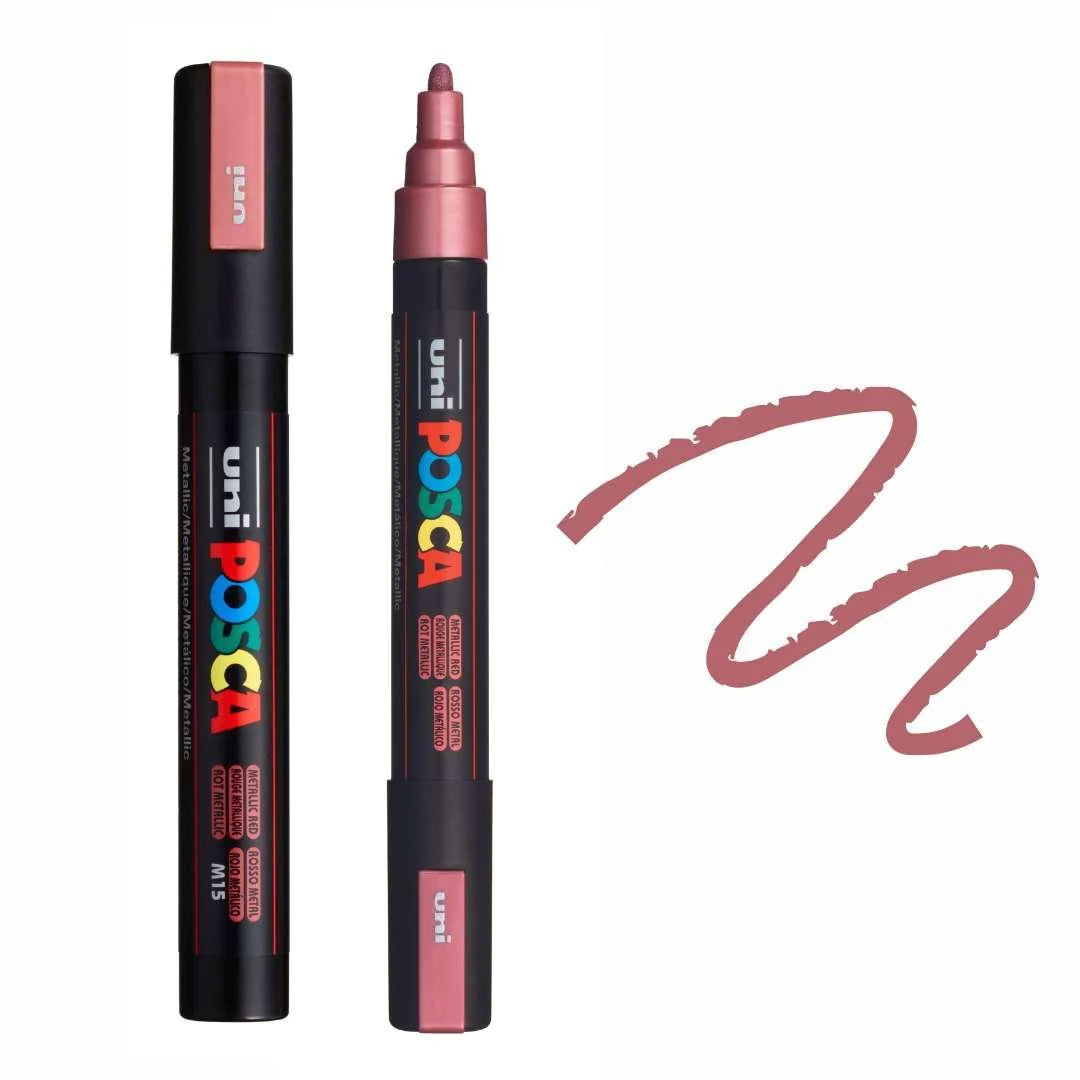 uni Posca PC-5M Medium Bullet Tip Paint Marker Metallic Red