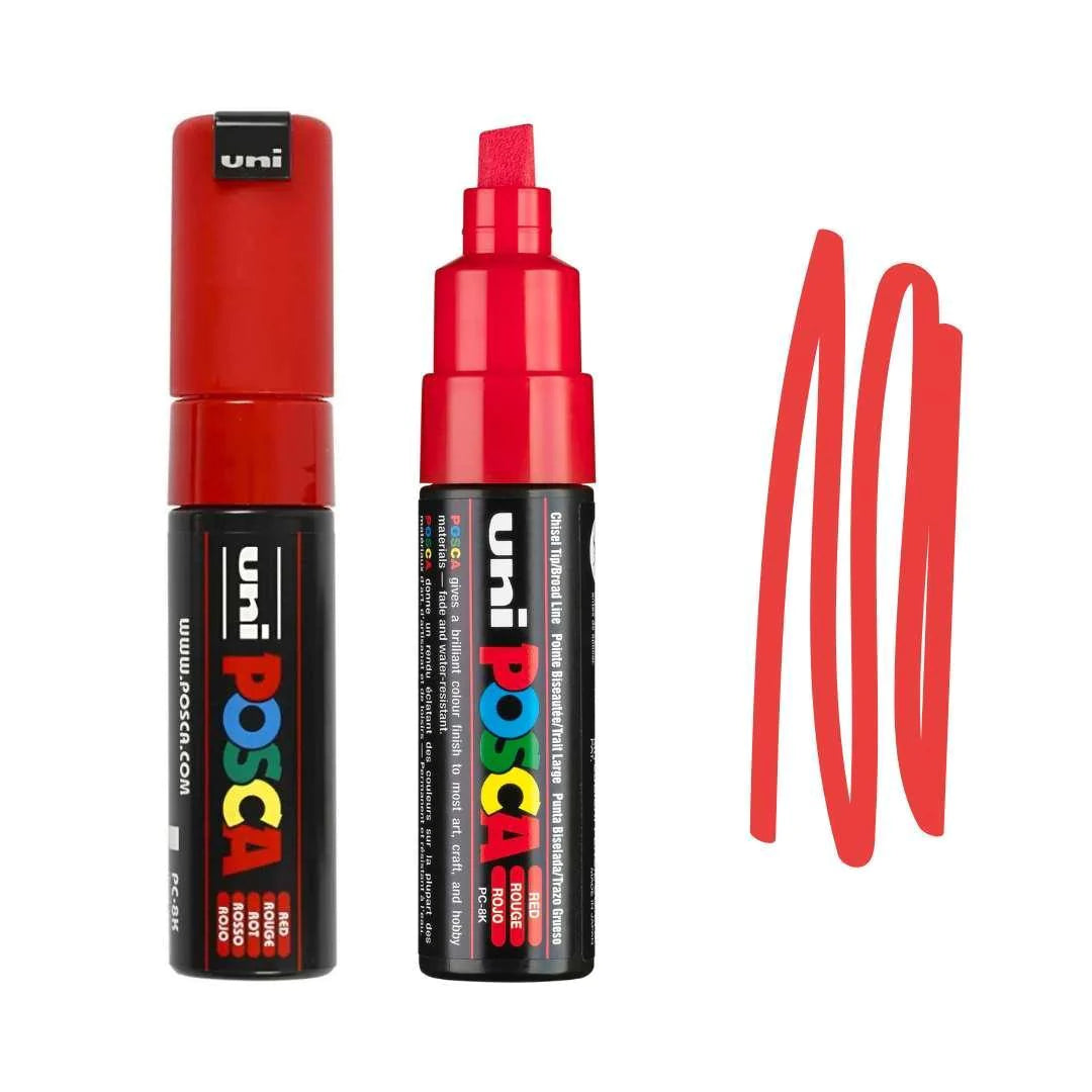 uni Posca Pc-8K Broad Chisel Tip Paint Marker Red