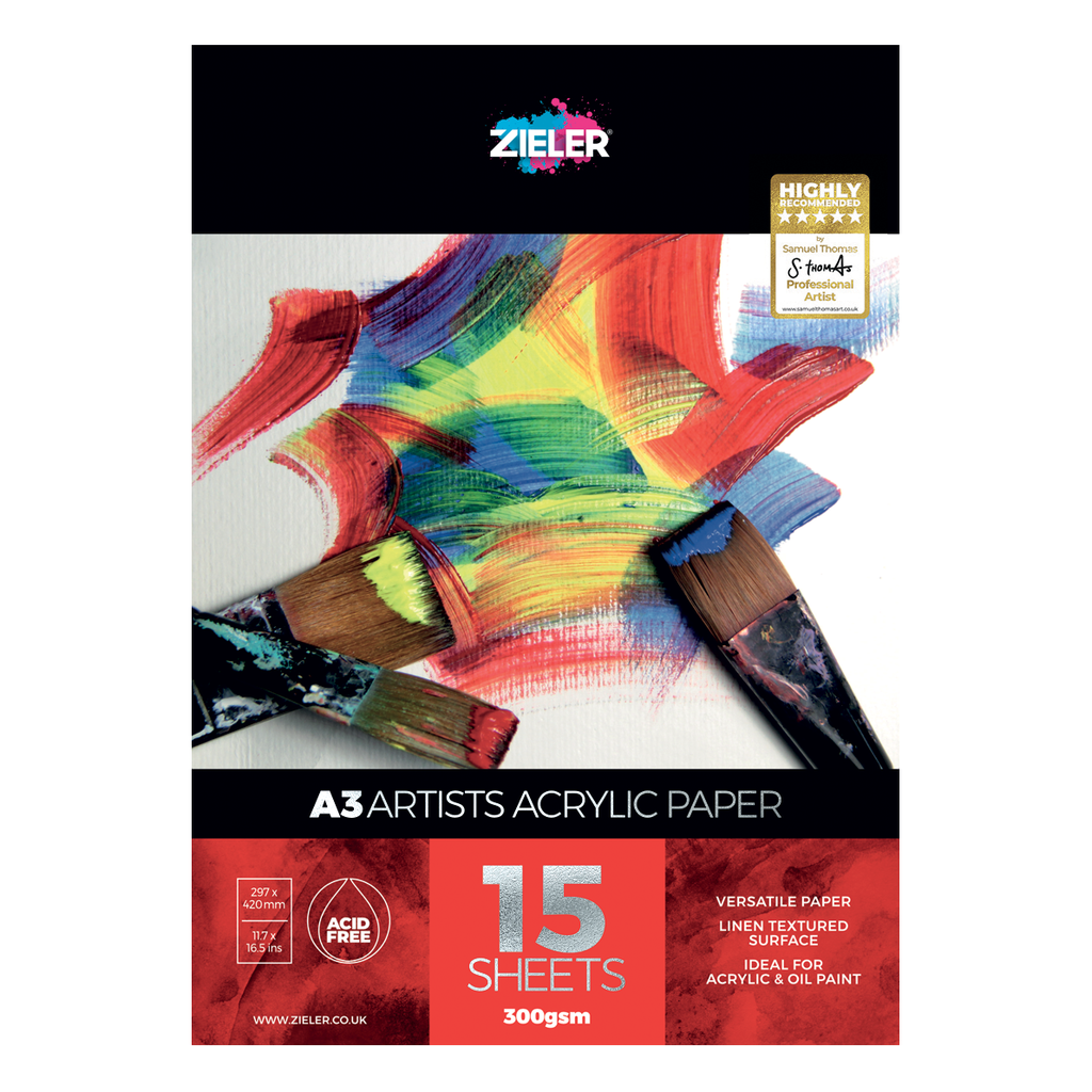 Zieler A3 Bound Acrylic & Oil Pad (15 Sheets)