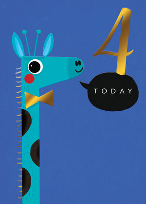 Happy Birthday Card & Envelope Boy Age 4 - Giraffe