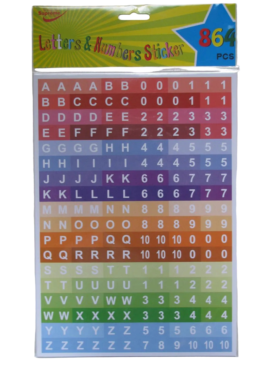 Supreme Stationery Letters & Numbers Stickers (864 Pieces)