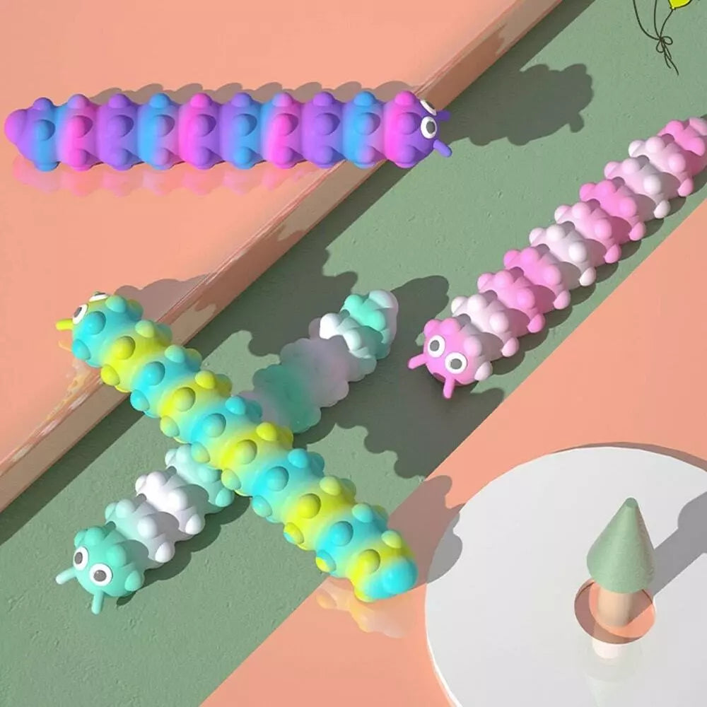 Sensory Fidget Toy Push Pop Flashing Caterpillar