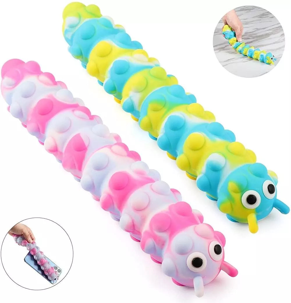 Sensory Fidget Toy Push Pop Flashing Caterpillar