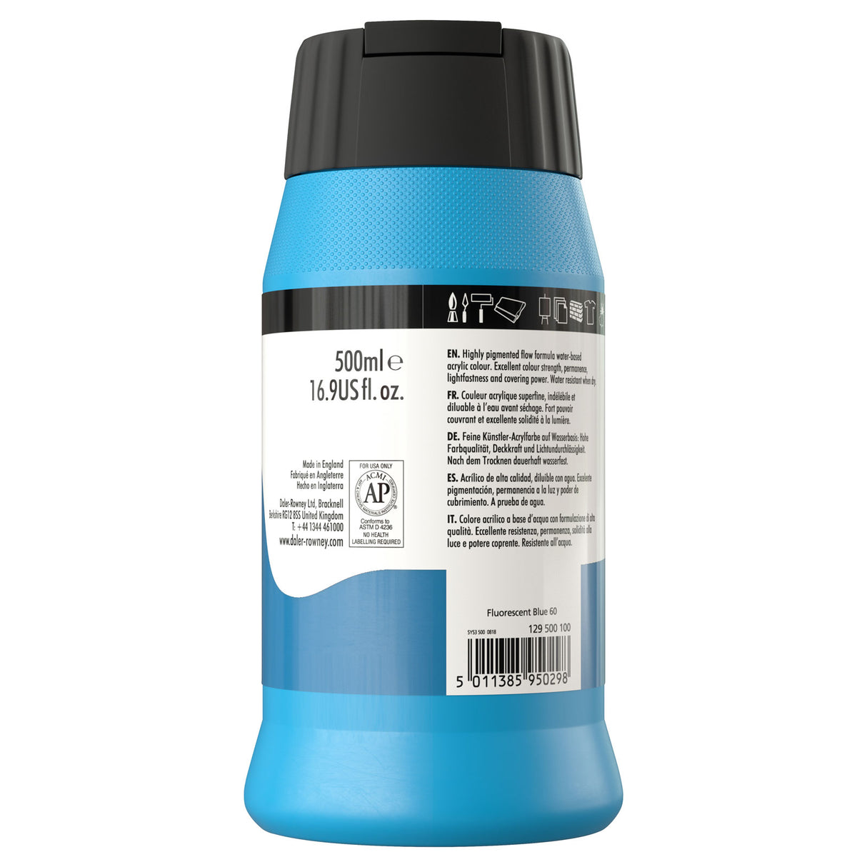 Daler-Rowney System3 Acrylic Paint 500ml Fluorescent Blue
