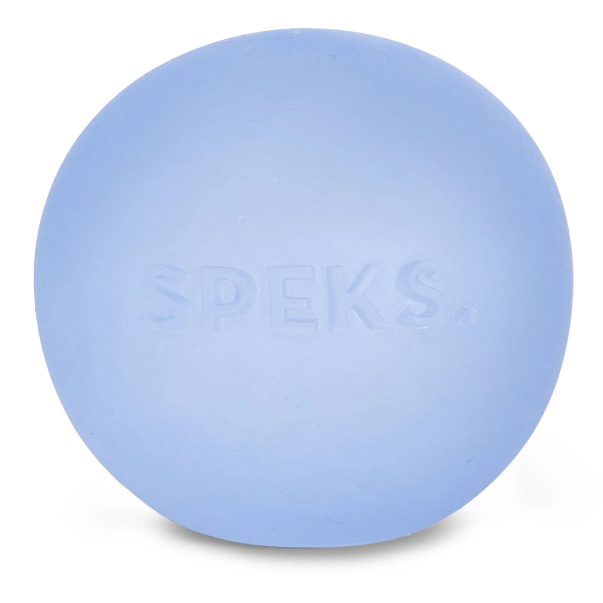 Blue massage ball with 'Speks' branding on a white background