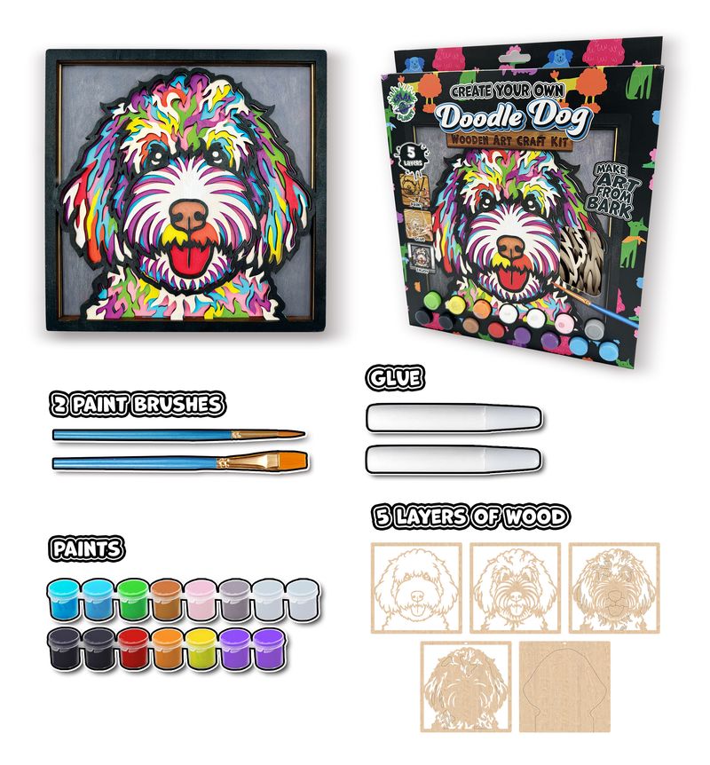 Splat Planet Wood Art Kit - Doodle Dog