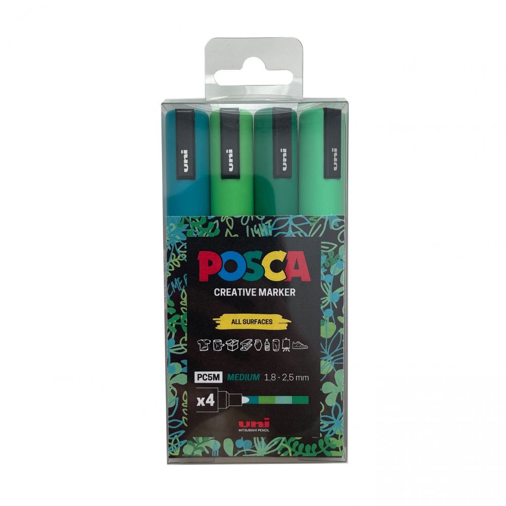 Posca PC-5M Medium Bullet Tip Paint Marker - 4 Pack Green Mix