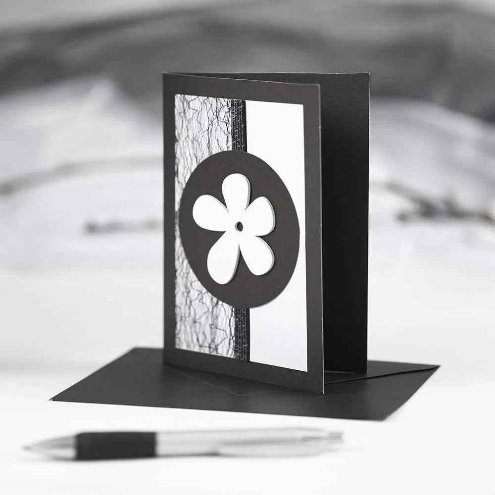 Satin Ribbon With Print W: 10 mm - Black 8mm