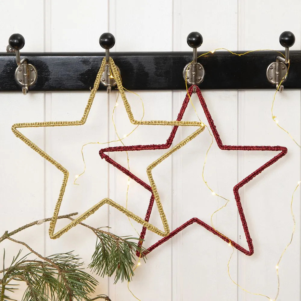 Gold Hanging Wire Wreath - Star 30cm