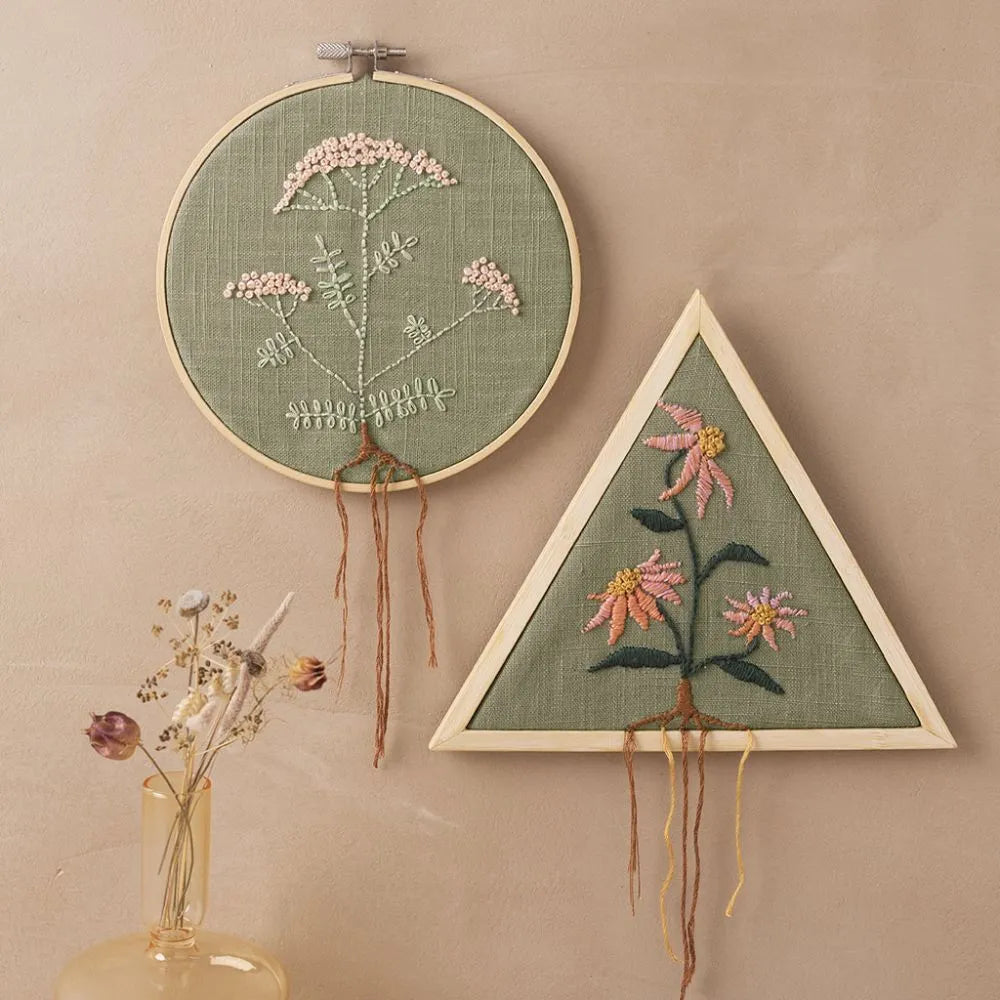 Craft Kit Embroidery Hanging Frames Dusty Green