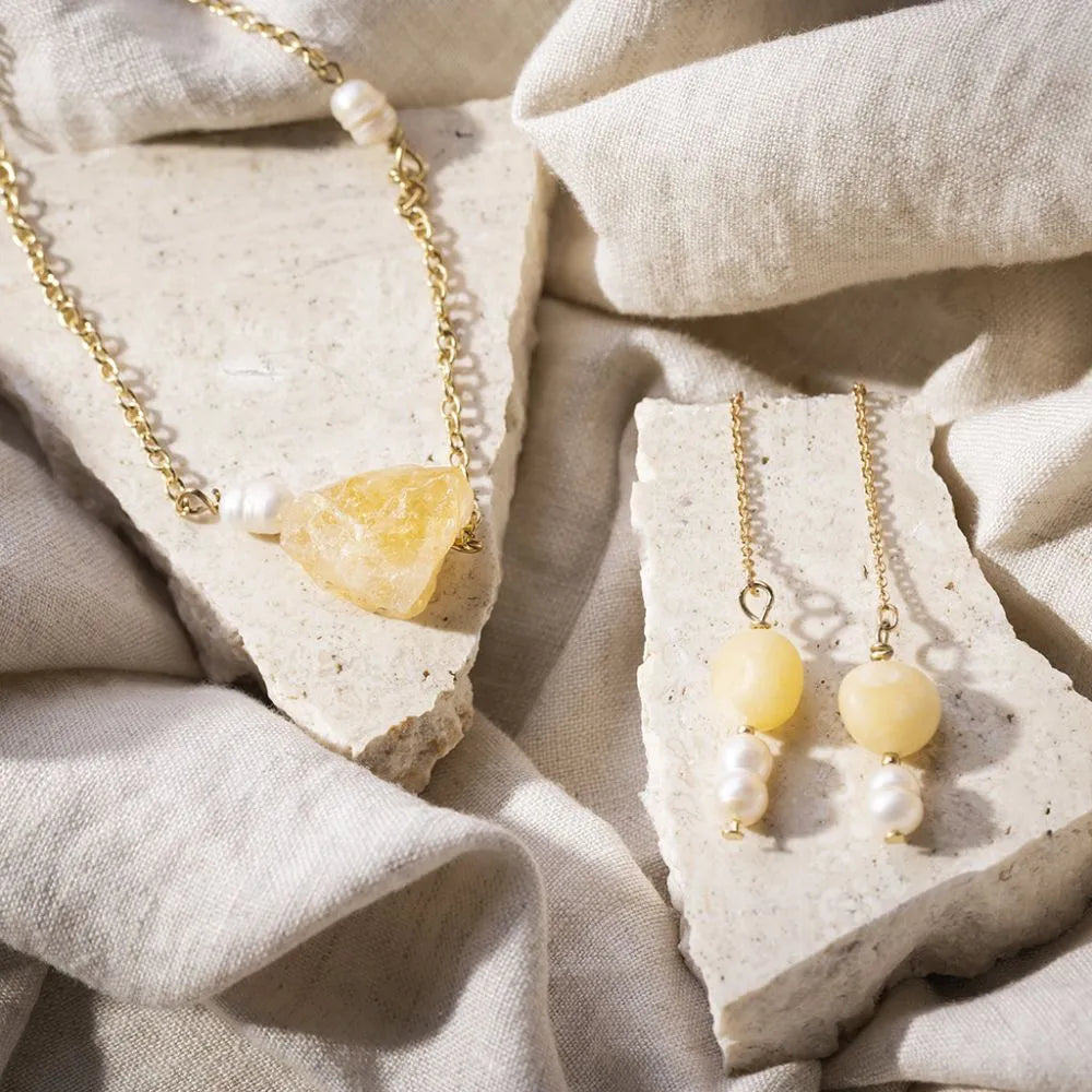 Mini Craft Kit Jewellery Honey Calcite Necklace And Earrings