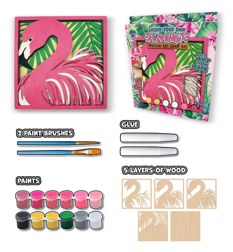 Splat Planet Wood Art Kit - Flamingo