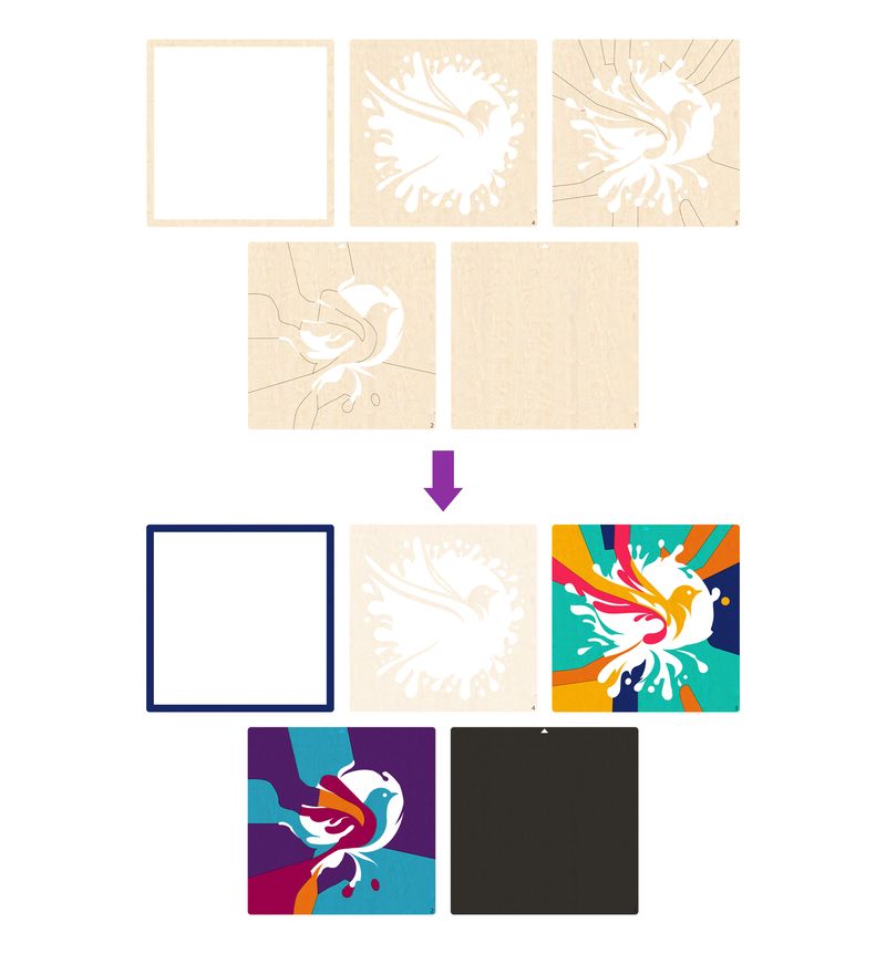 Splat Planet Wood Art Kit - Hummingbird