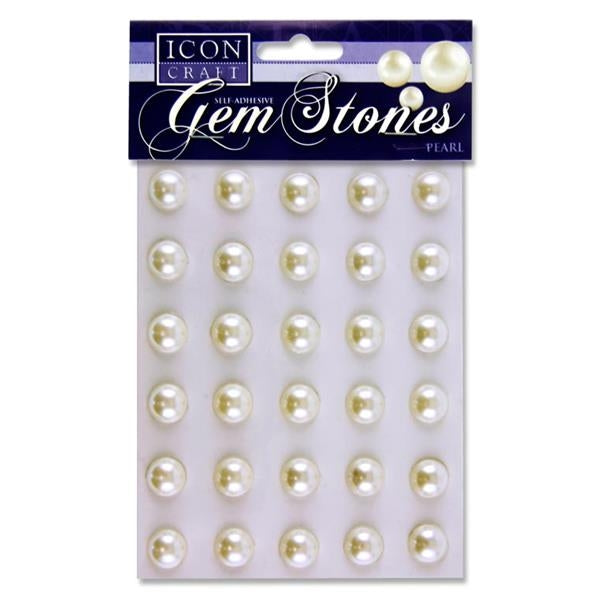 Icon Craft Gem Stones 14mm - Pearl White (Pack of 30)