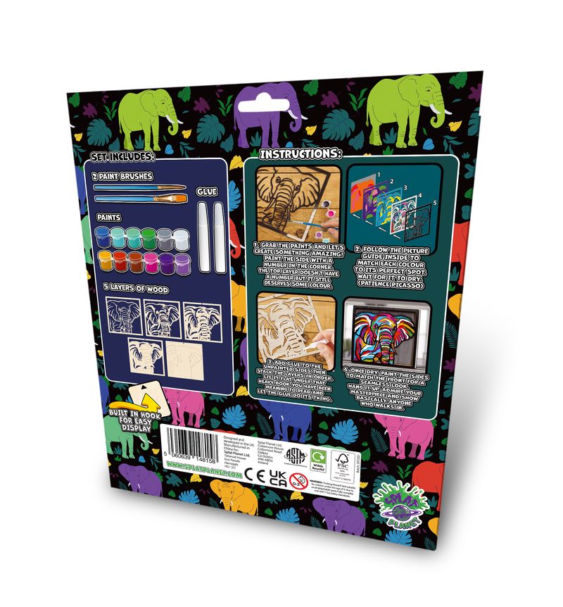 Splat Planet Wood Art Kit - Elephant