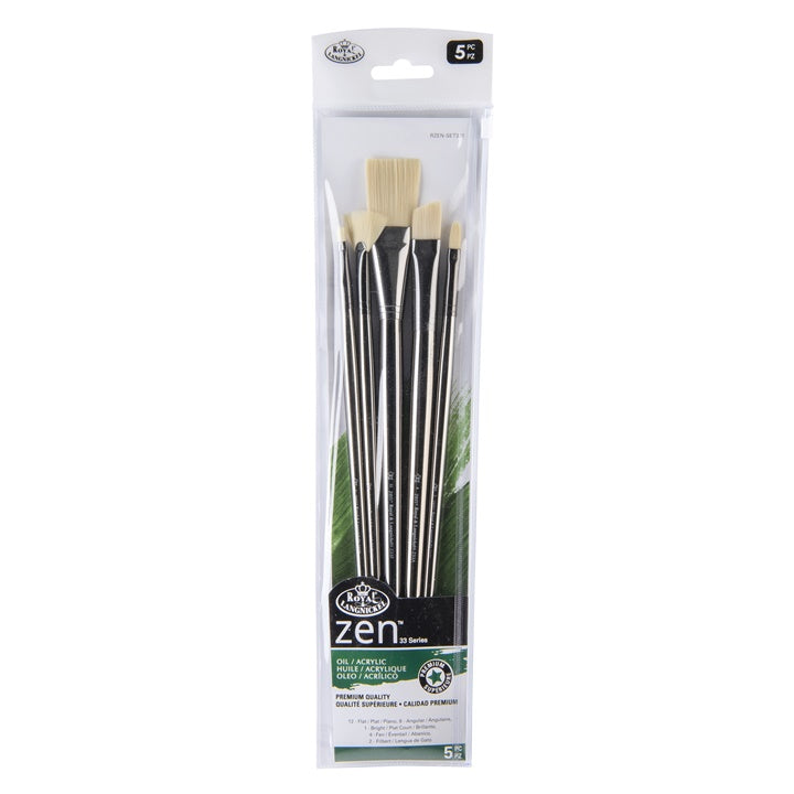 Zen 5 Piece Long Handle Flat Brush Set