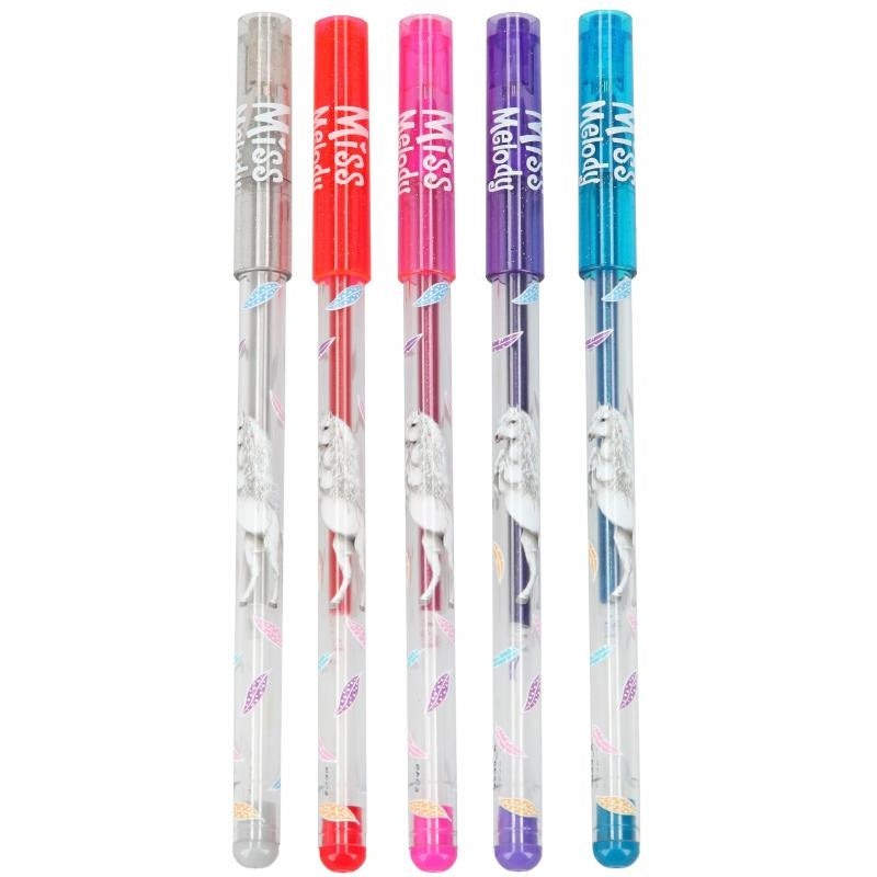 Miss Melody Glitter Gel Pens Set of 5 Glitter Ink Pens