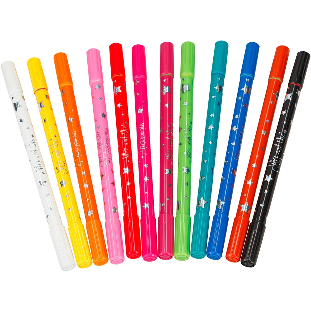 Duo Fibre Tip Pens Magic 11 Fibre-Tip Pens with a Round and a Flat Brush Tip