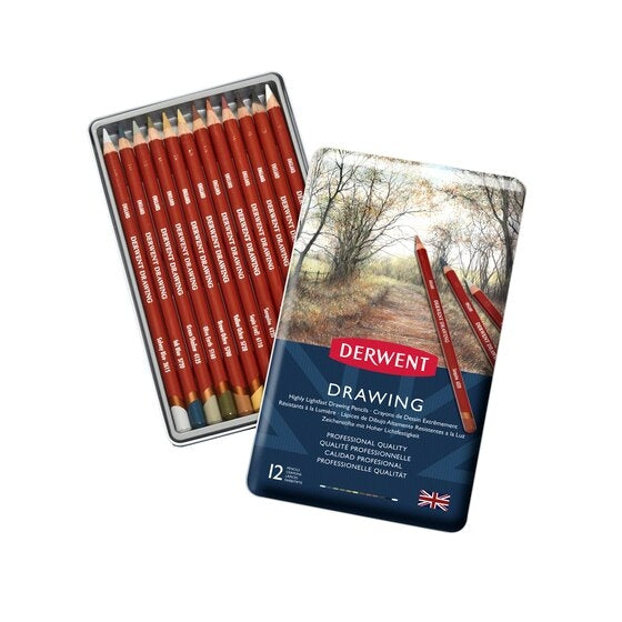 Derwent Drawing Pencils 12 Tin