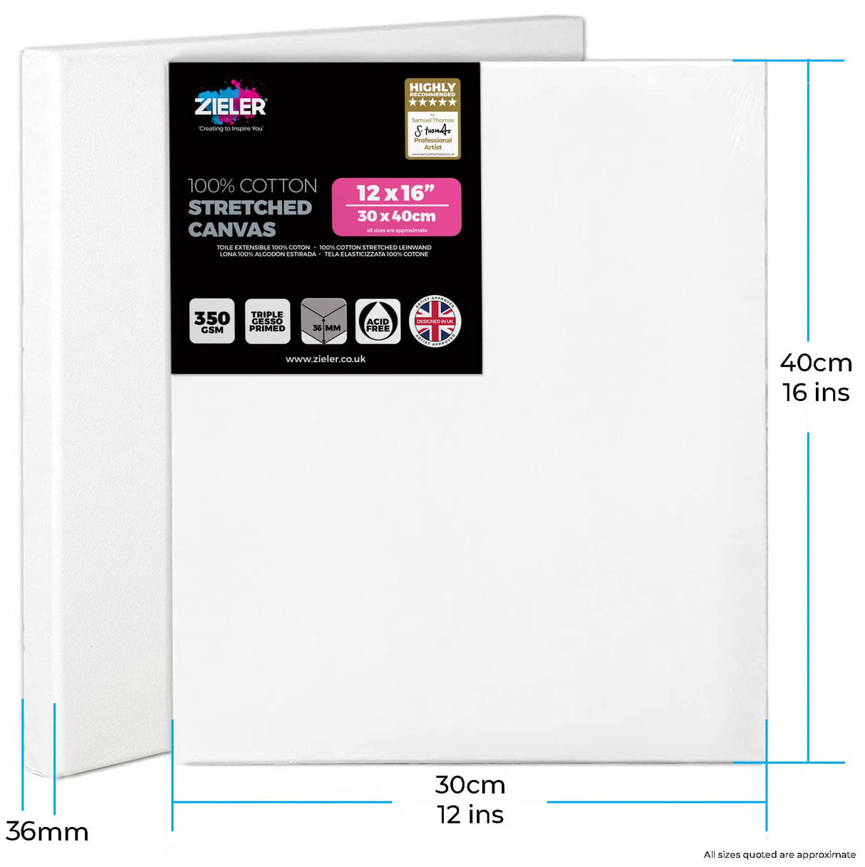 Zieler Deep Edge Canvas - 30x40cm (Pack of 2)